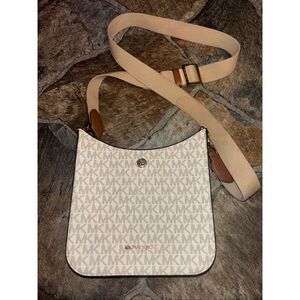 Michael Kors Briley Small Messenger Crossbody Bag in the Vanilla Signature logo